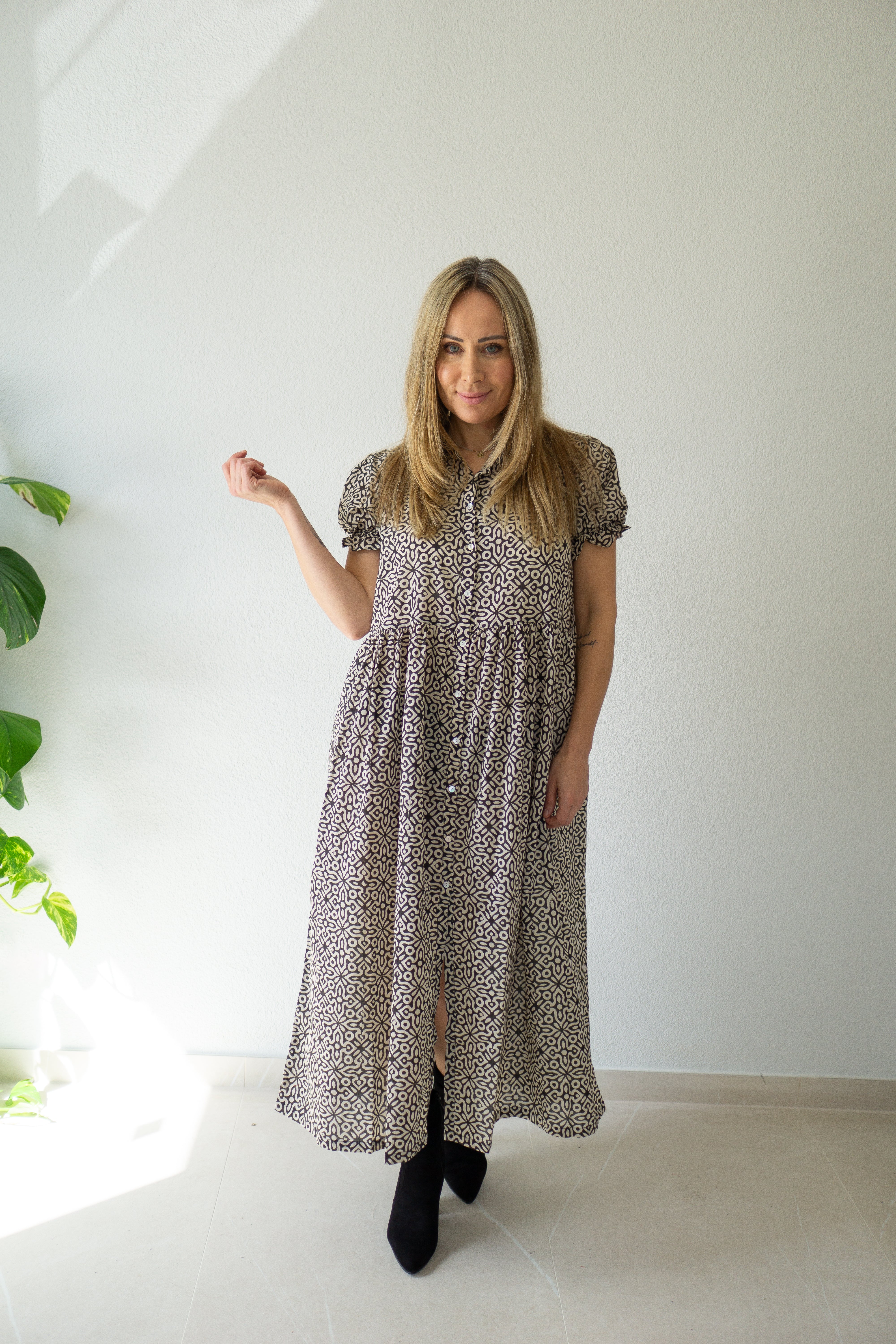 Desert Bloom, handgefertigtes Maxikleid aus 100 % weicher Baumwolle.